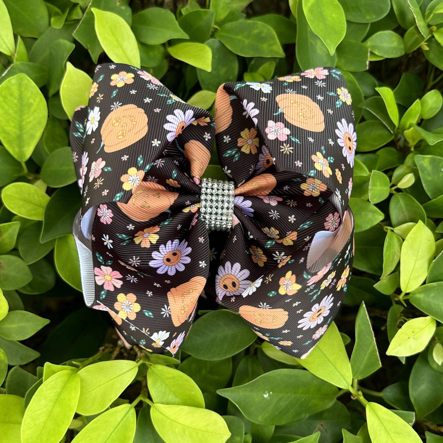 Floral & Pumpkin Print Bow