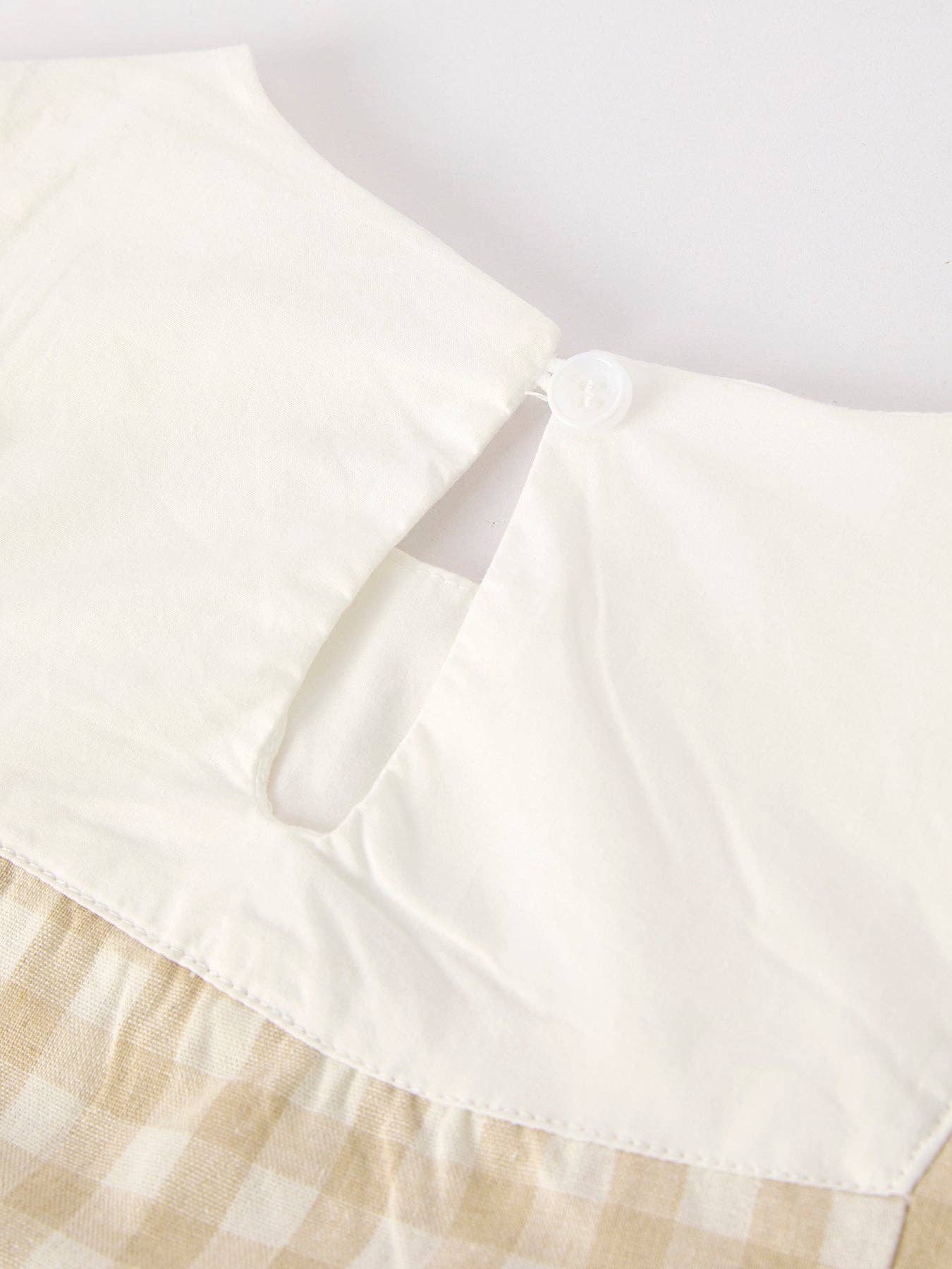 Apricot Plaid Embroidered Bunny Sleeveless Dress