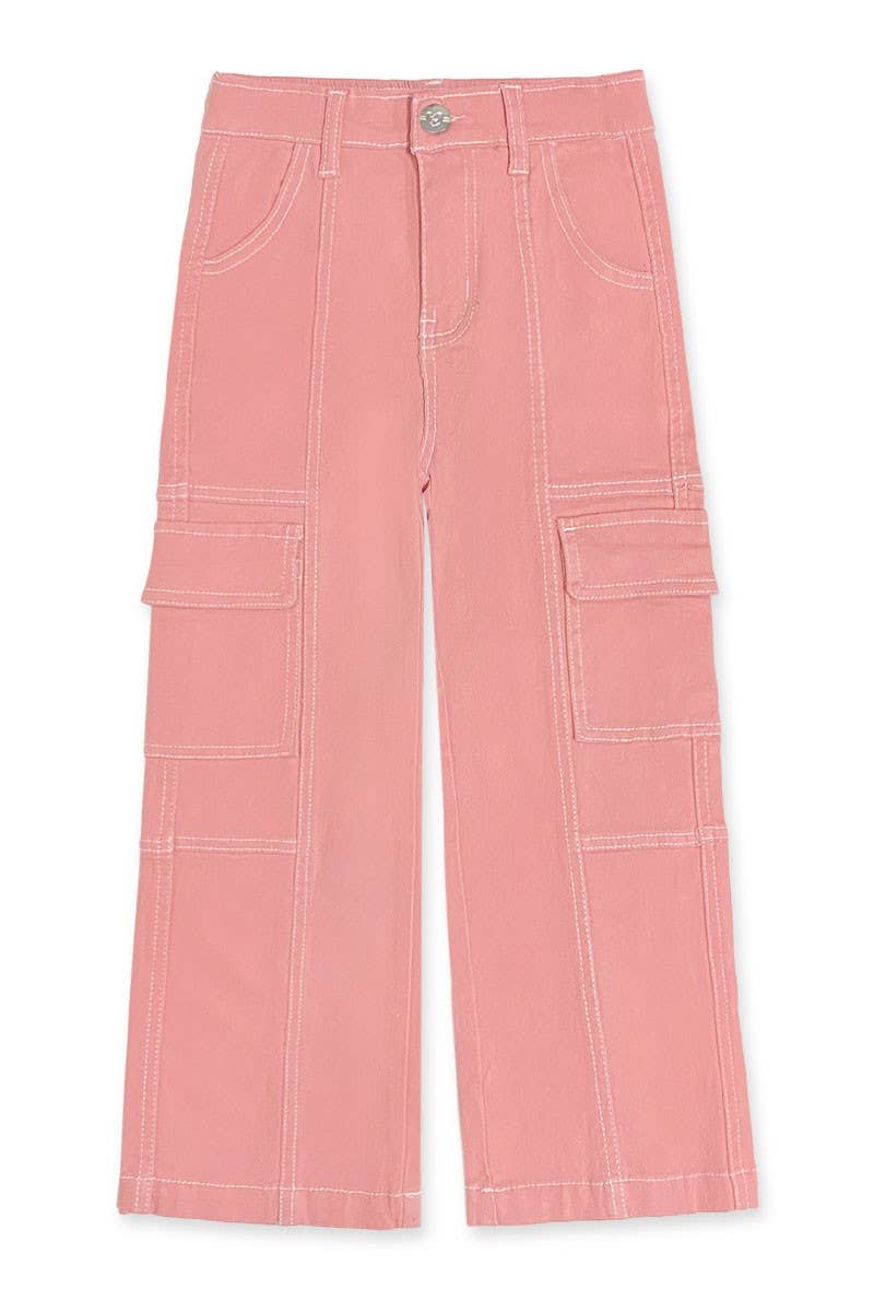 Blush Pink Girls Cargo Pants