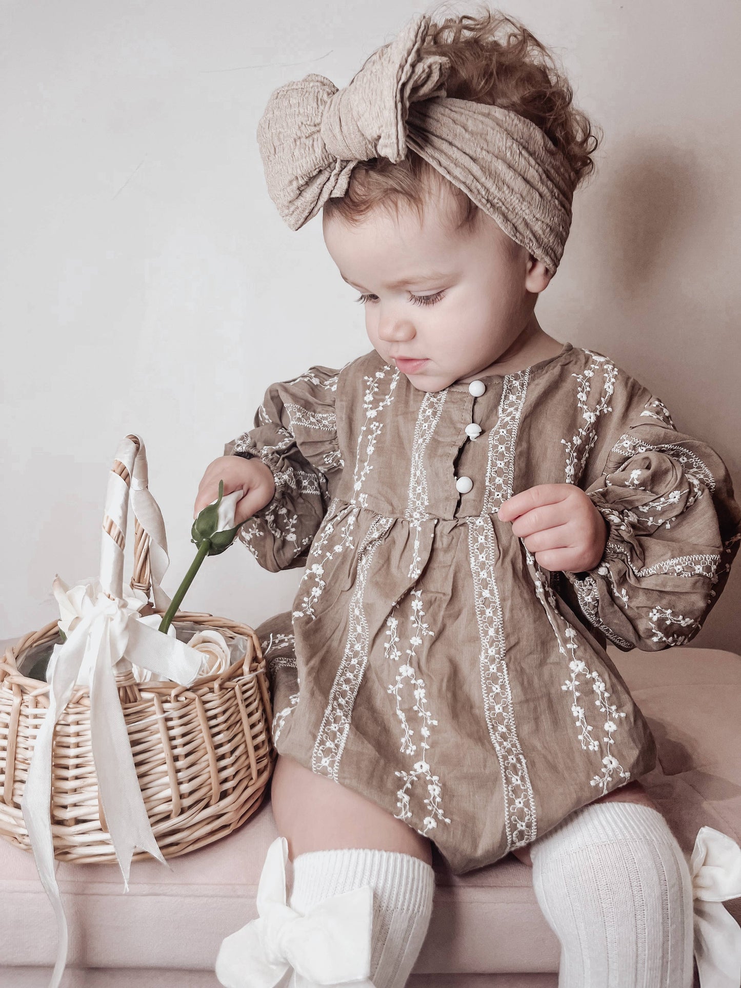 Annie & Charles® organic cotton bodysuit with embroidery