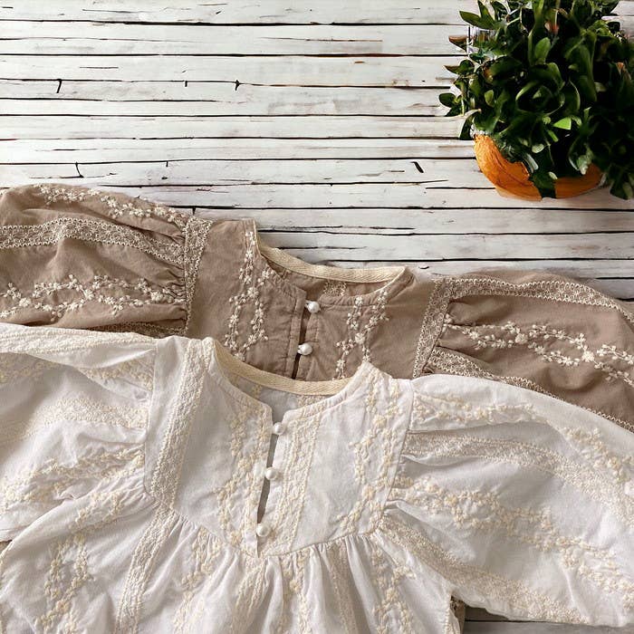 Annie & Charles® organic cotton bodysuit with embroidery