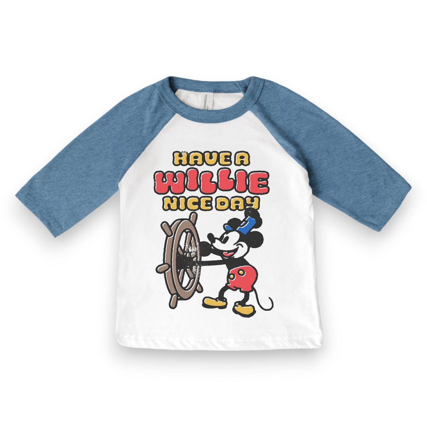 Kids Raglan Tee – Have a Willie Nice Day, Retro Graphic