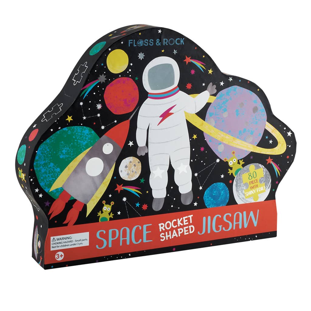 80 Piece "Rocket" Shaped Jigsaw with Shaped Box - Space