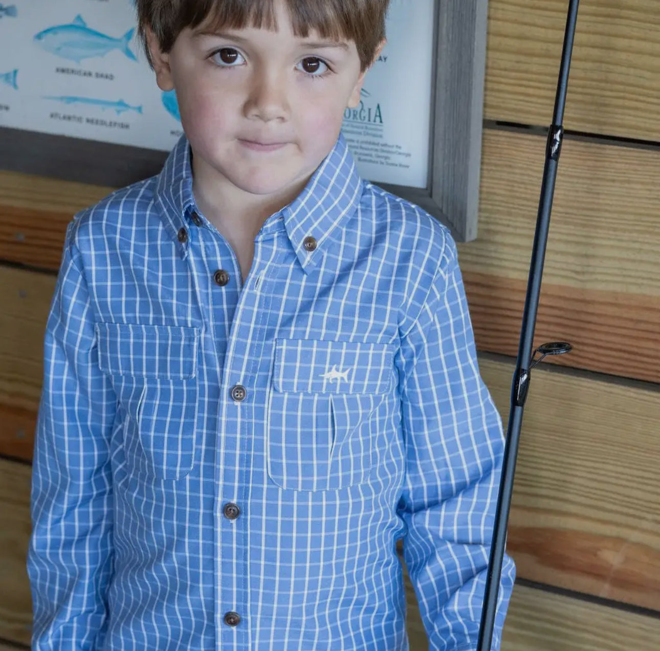 Blue Plaid Fishing Shirt