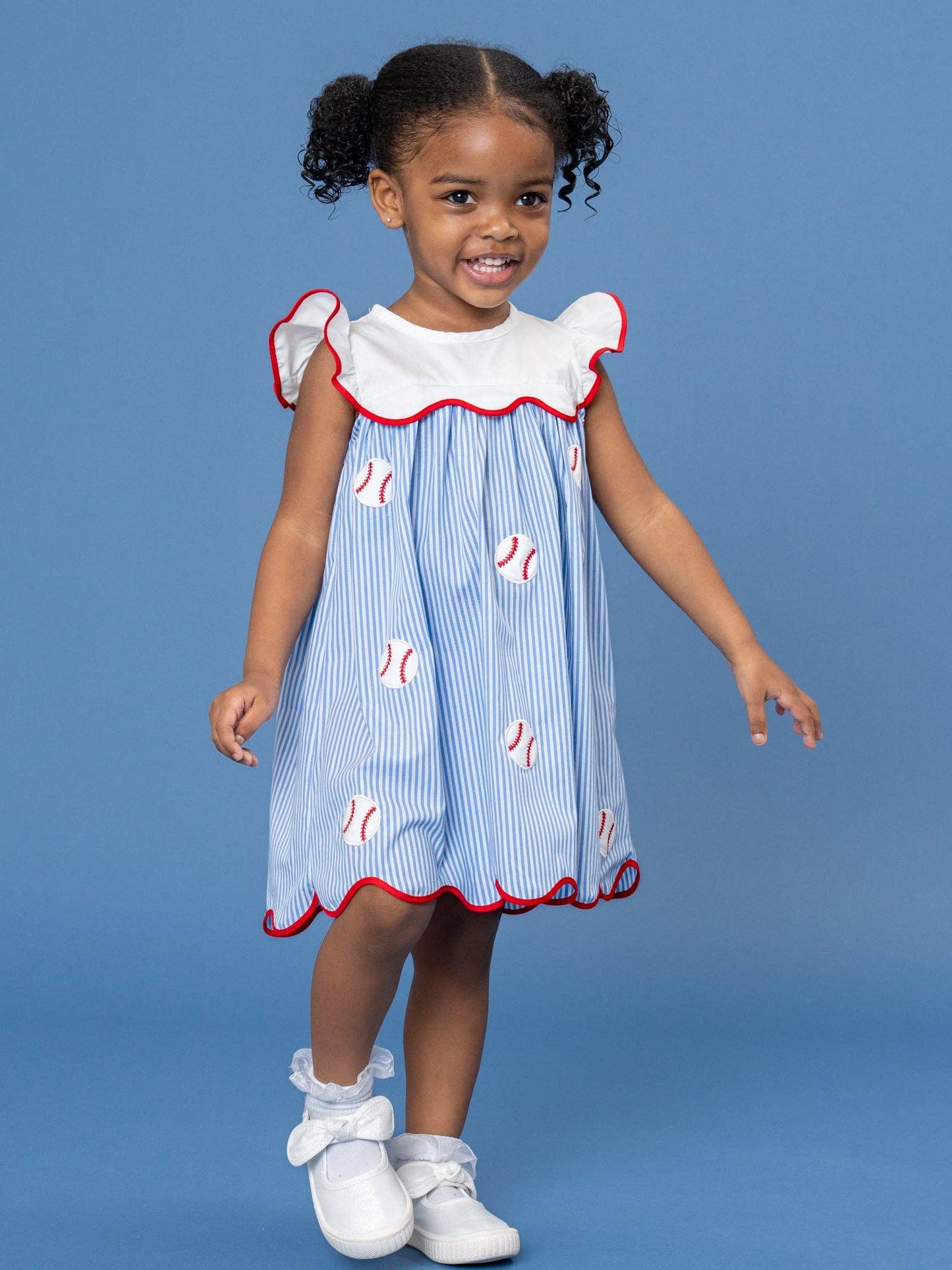 Dugout Ball Striped Embroidered 100% Cotton Dress