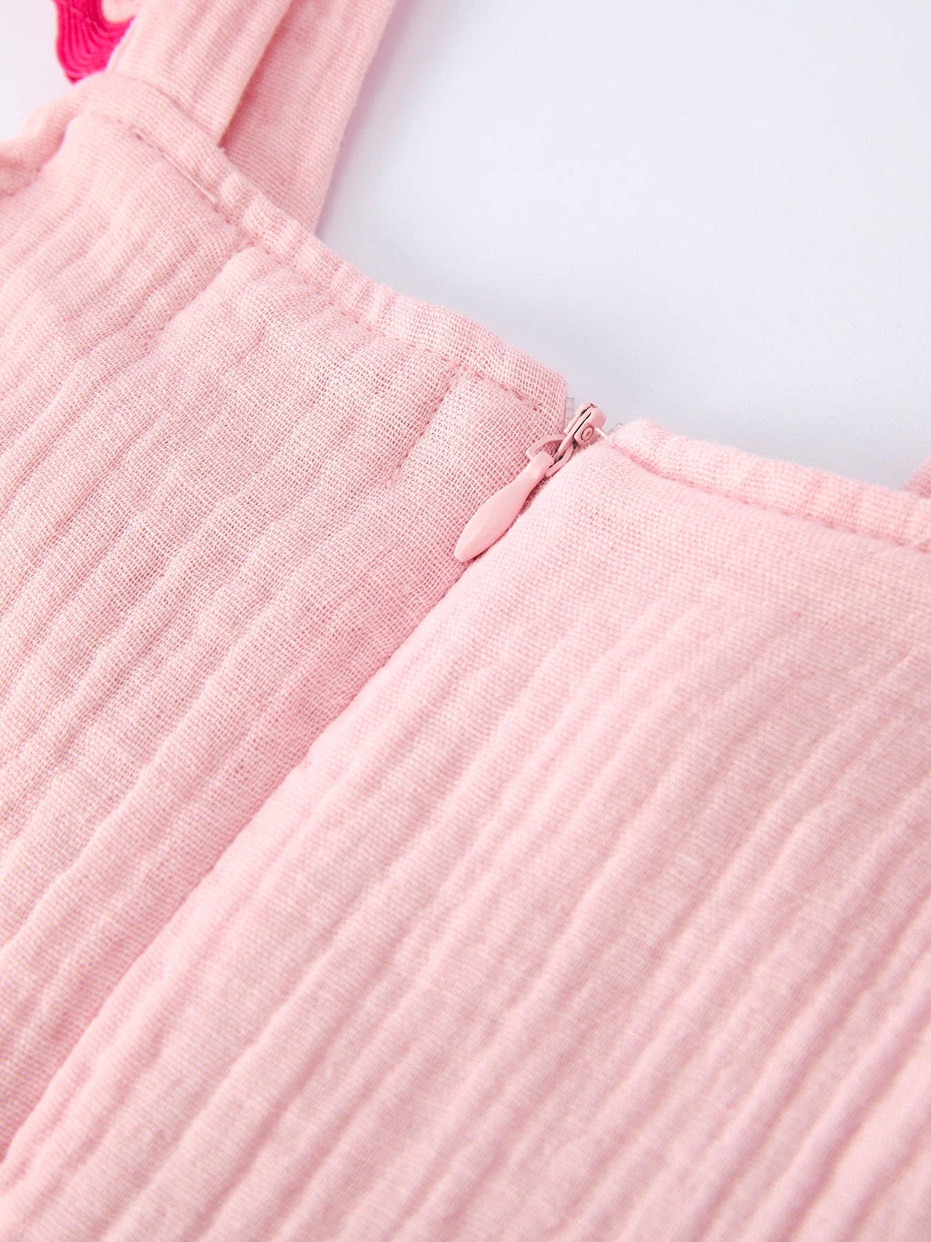 Summer Pink Girls Ruffle Trim Dress