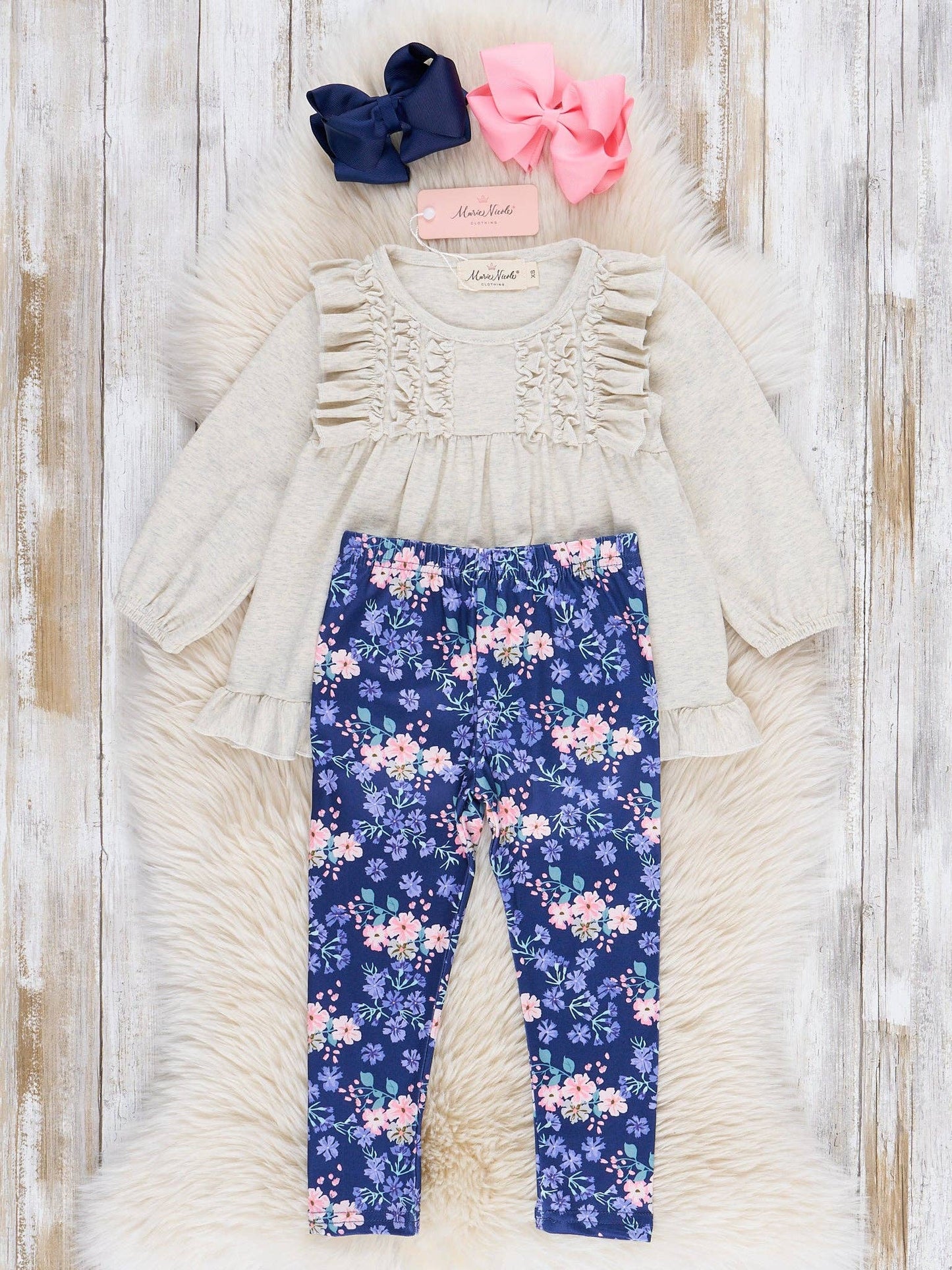Grey & Blue Garden Ruffle Outfit