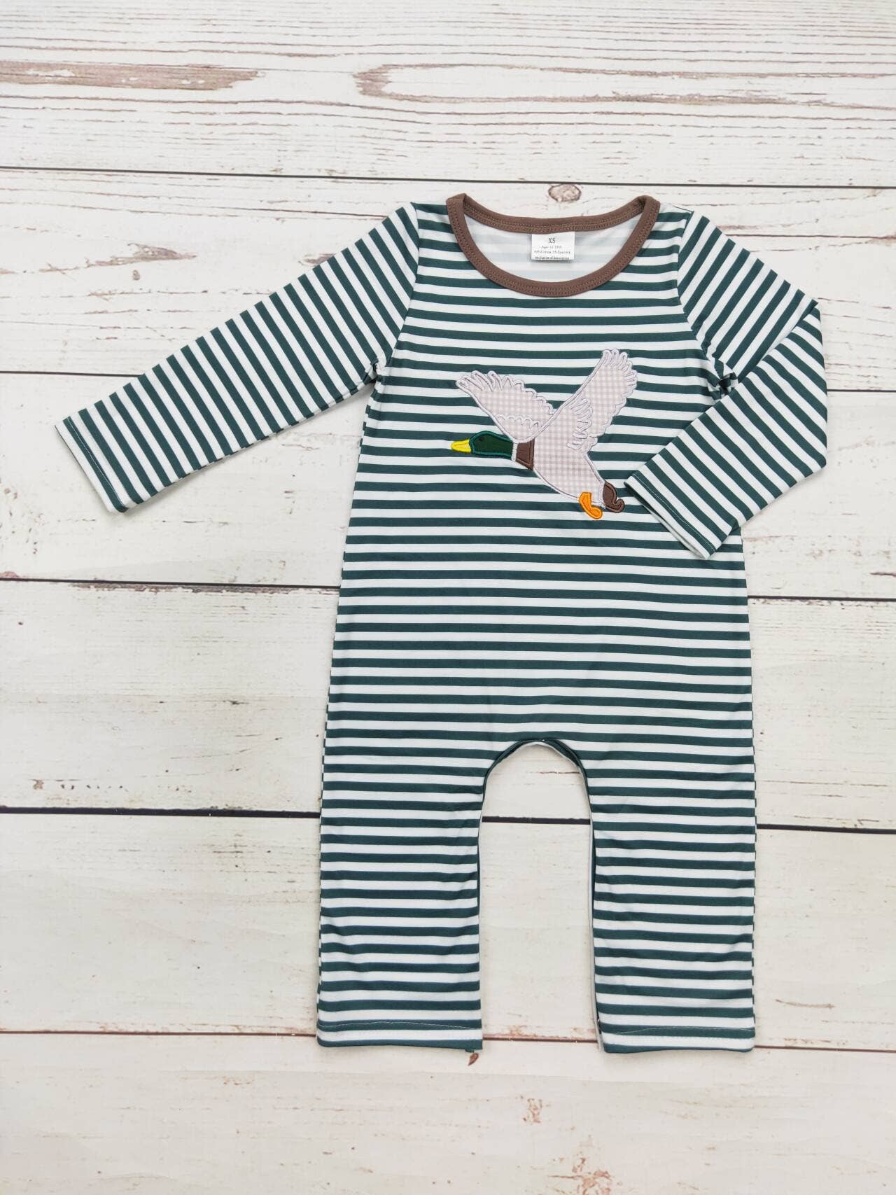 Baby Boy Stripe Duck Appliqué Romper