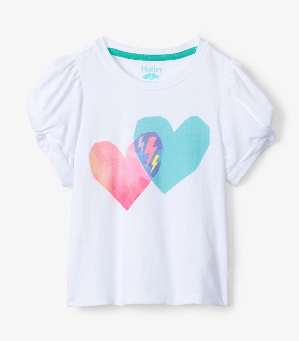Split Hearts Twisted Sleeve Tee