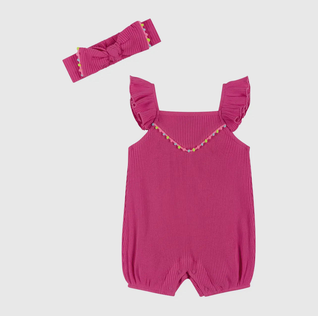 Fuchsia Ribbed Pink Romper