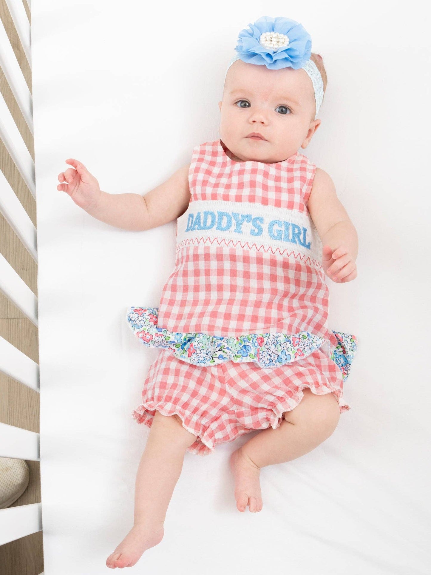 Pink Gingham Daddy's Girl Smocked Bloomers Outfit