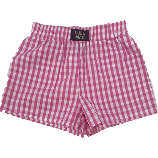 LM-KSH-1002-Pink Gingham KIDS SHORTS