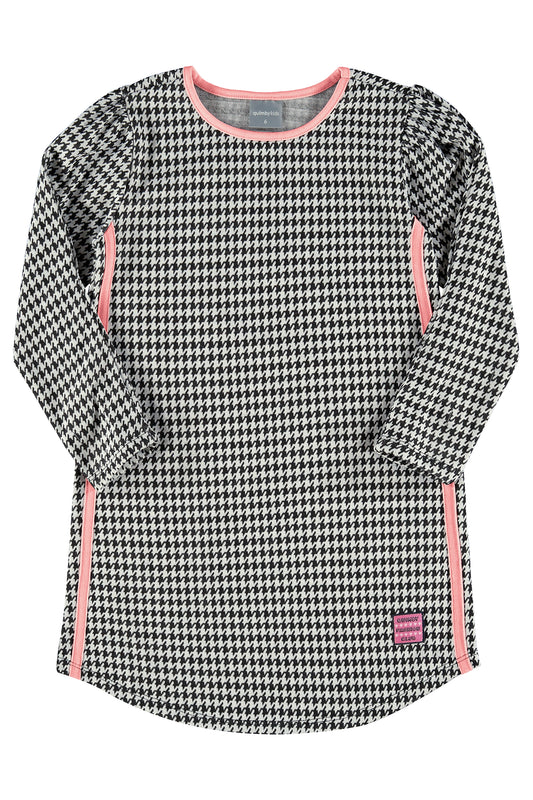 Houndstooth Puff Sleeve Dress