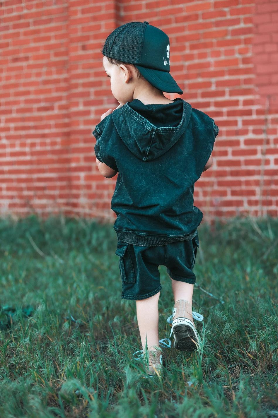 Black Acid Wash Sleeveless Hoodie