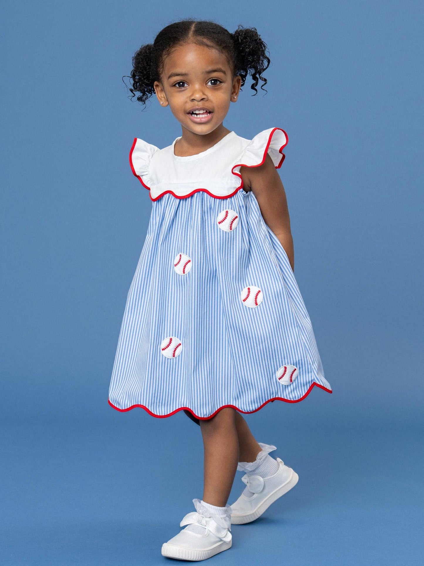 Dugout Ball Striped Embroidered 100% Cotton Dress