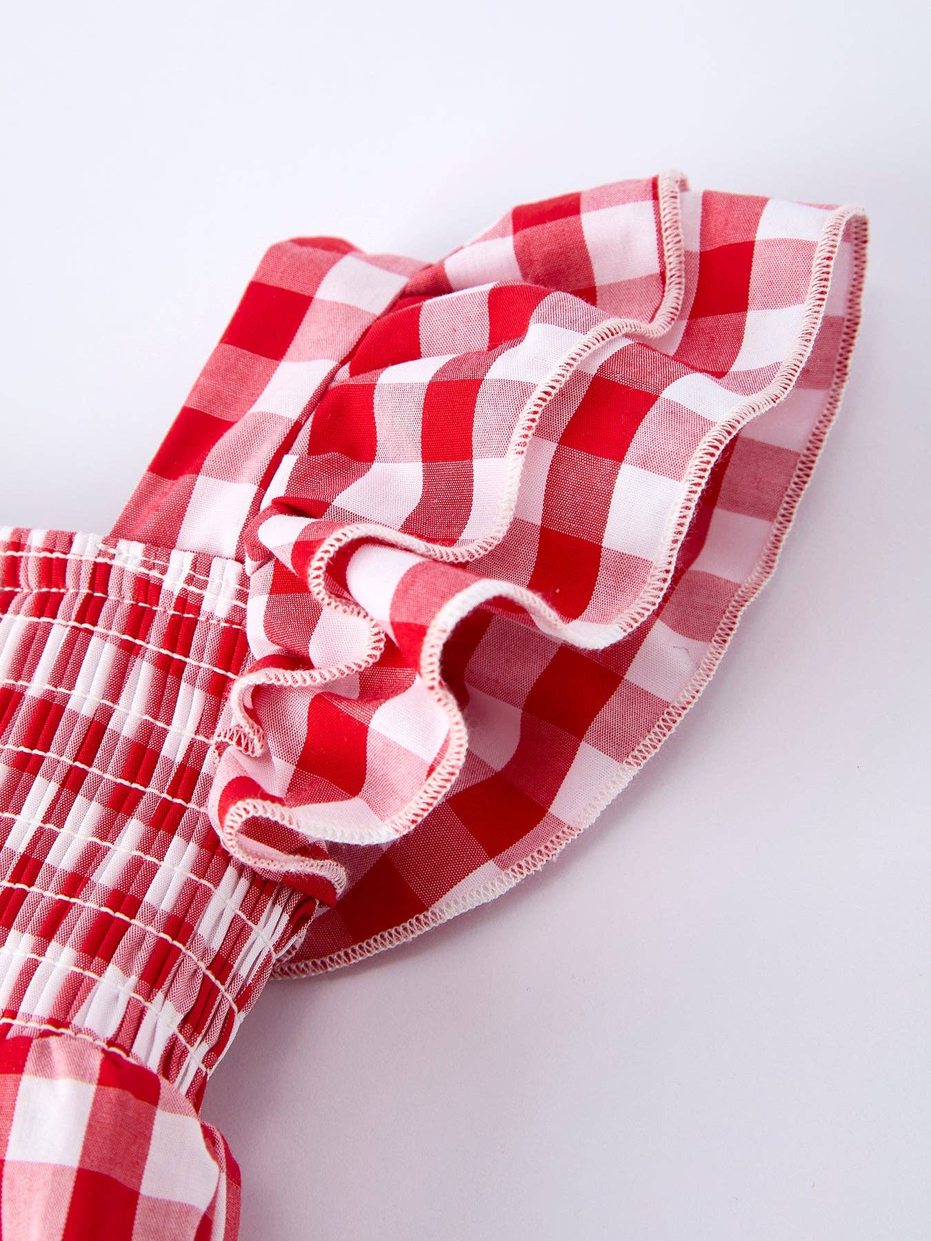 Summer Plaid Smocked Ruffle Girl Romper Sibling Outfits