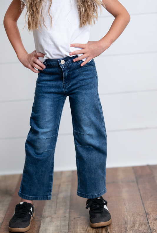 Kids Medium Wash Denim Horse Shoe Fall Winter Jeans