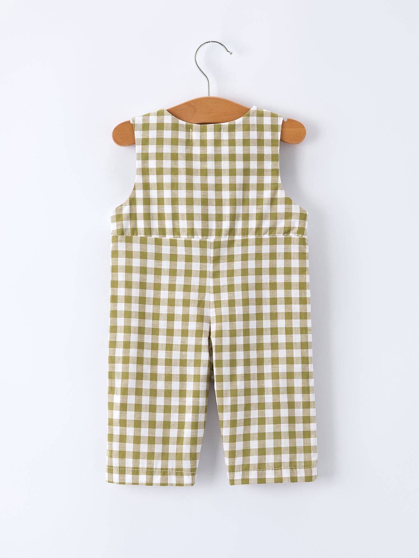 Green Plaid Fish Embroidered Smocked Baby Boy Romper