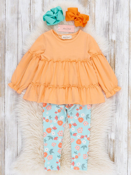 Golden Hour Floral Ruffle Outfit