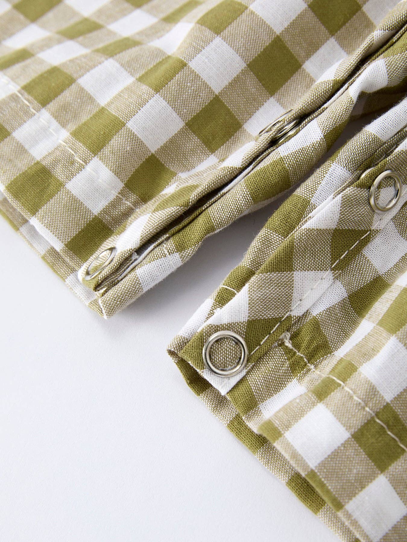 Green Plaid Fish Embroidered Smocked Baby Boy Romper