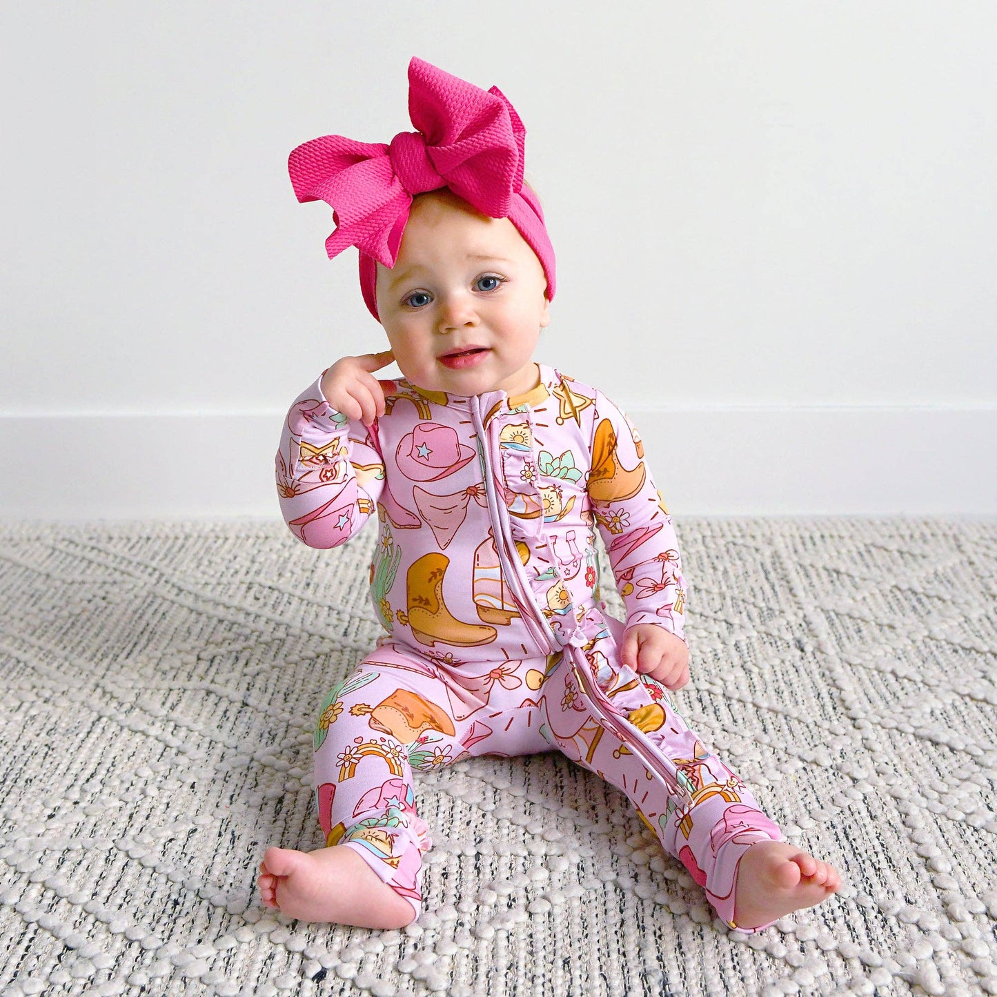 Lainey RUFFLE ZIP Bamboo Baby Sleepies Little Outfit Western