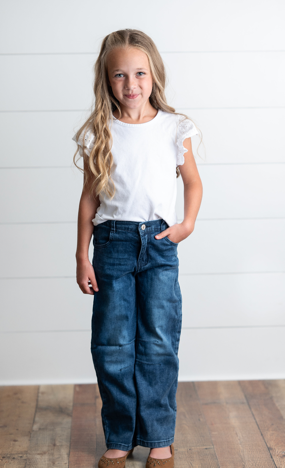 Kids Medium Wash Denim Horse Shoe Fall Winter Jeans