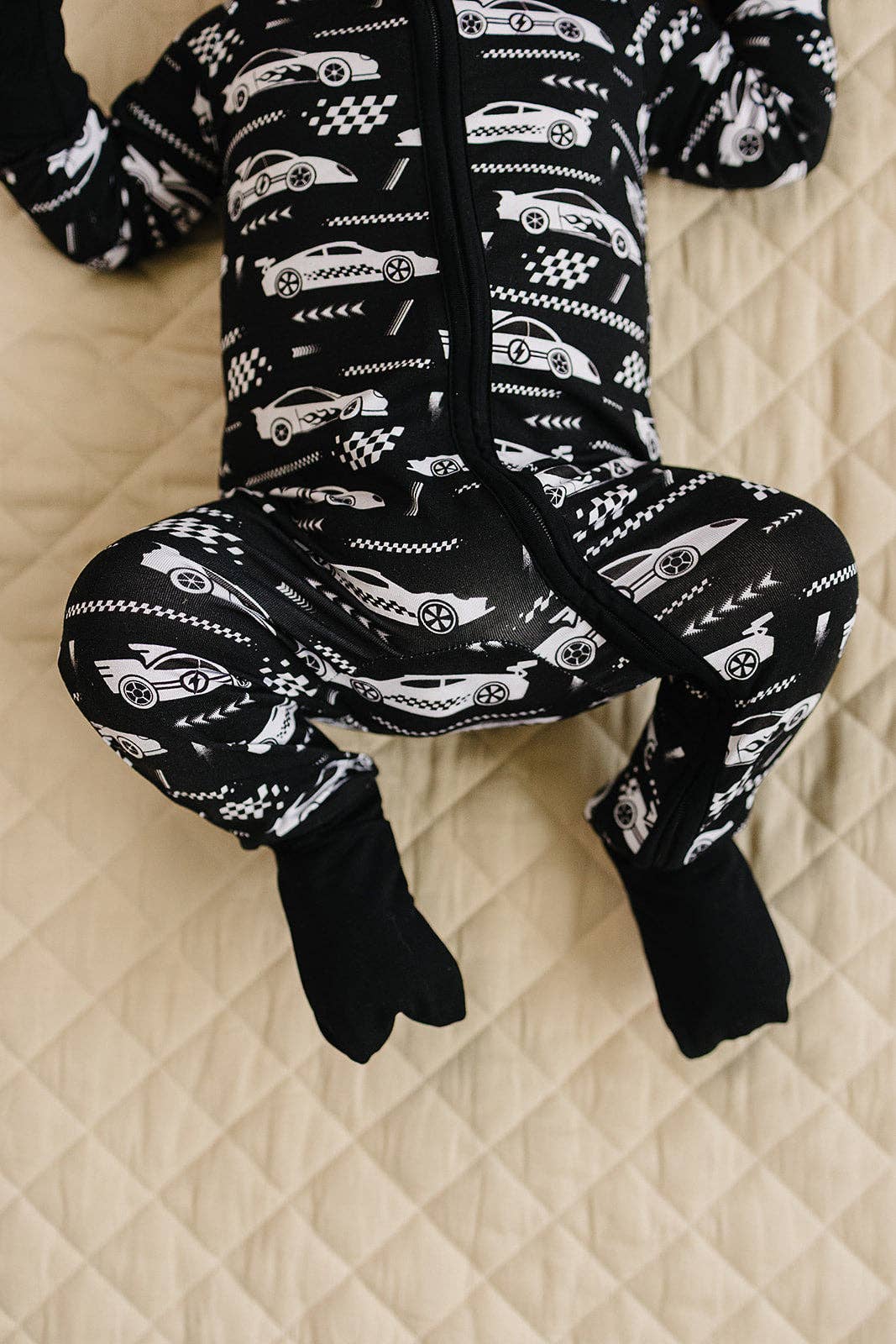 Bamboo Zip Romper | Race Cars