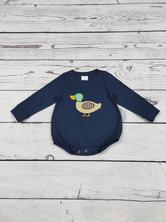 Duck Appliqué Cotton Baby Boy Bubble