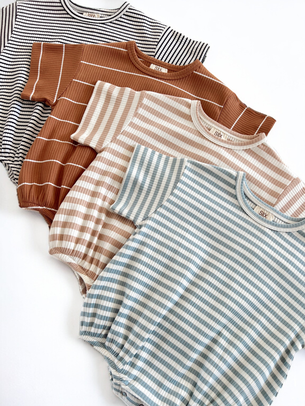 Saddle Stripe / Organic Ribbed T-Shirt Bubble