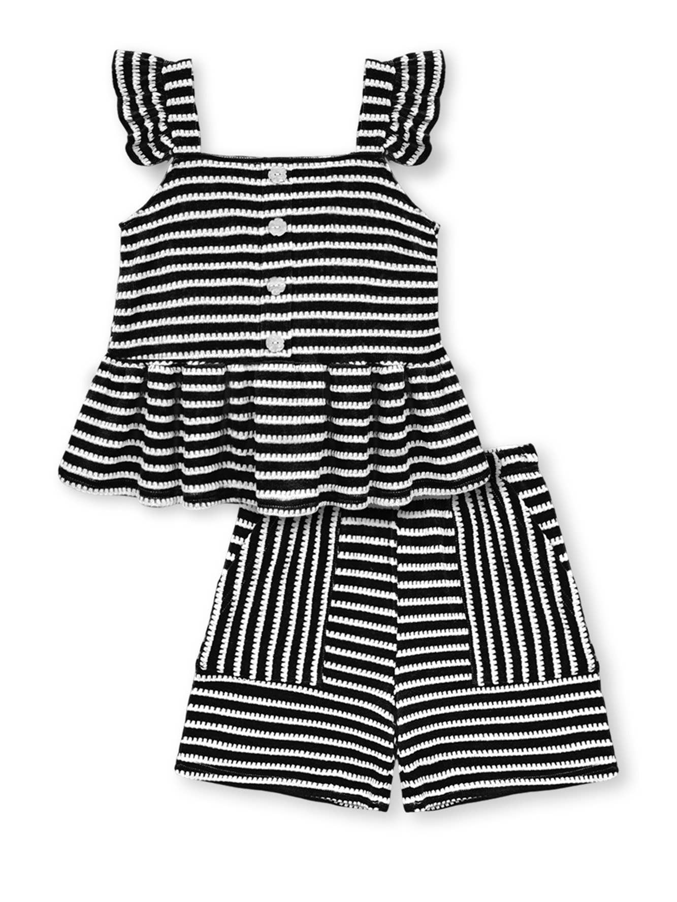 Girl's 2 pc Striped Short Set