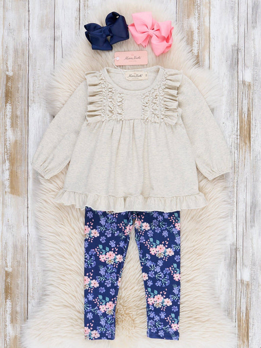 Grey & Blue Garden Ruffle Outfit