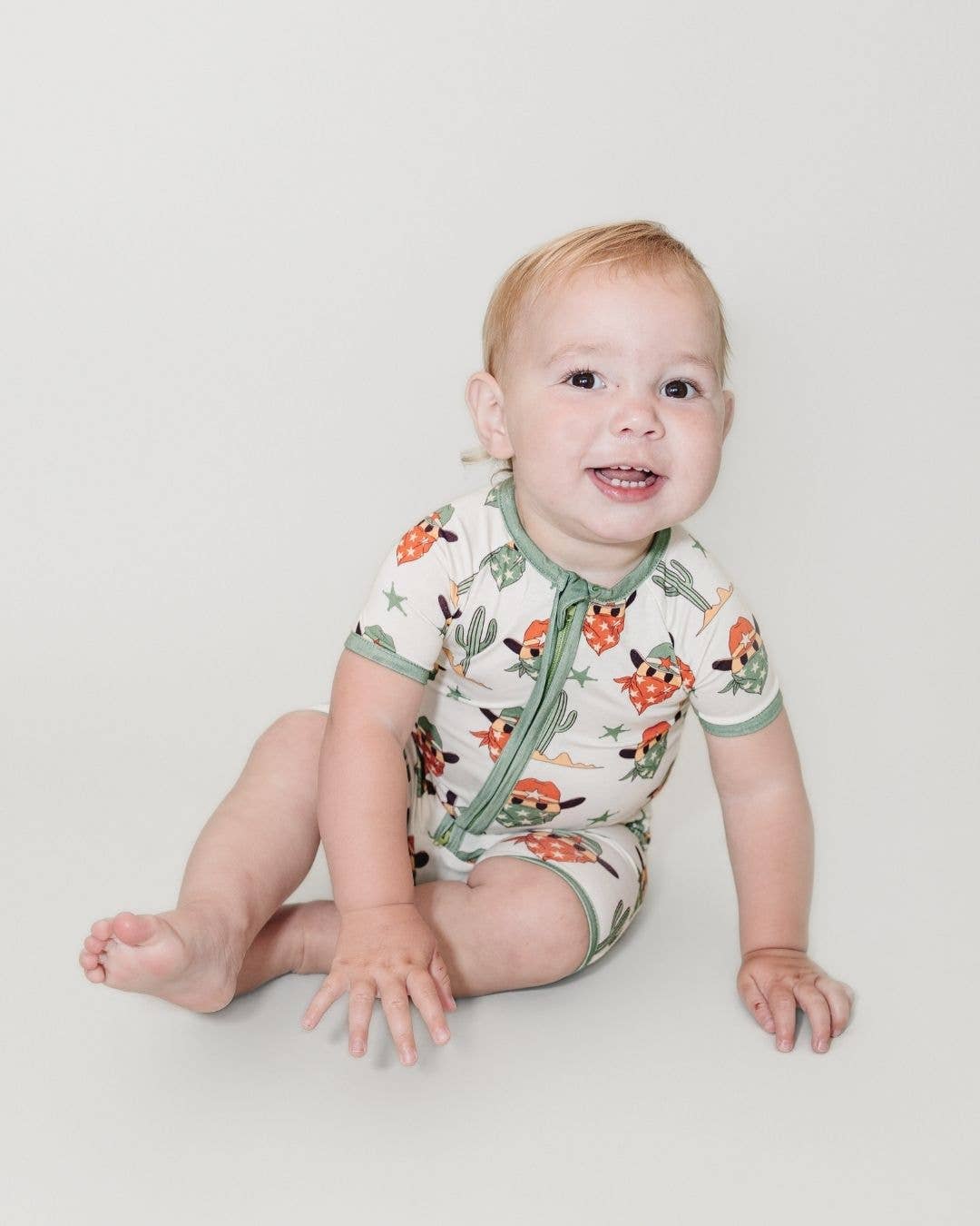 Baby Bamboo Shorty Romper | Smiley Cowboy