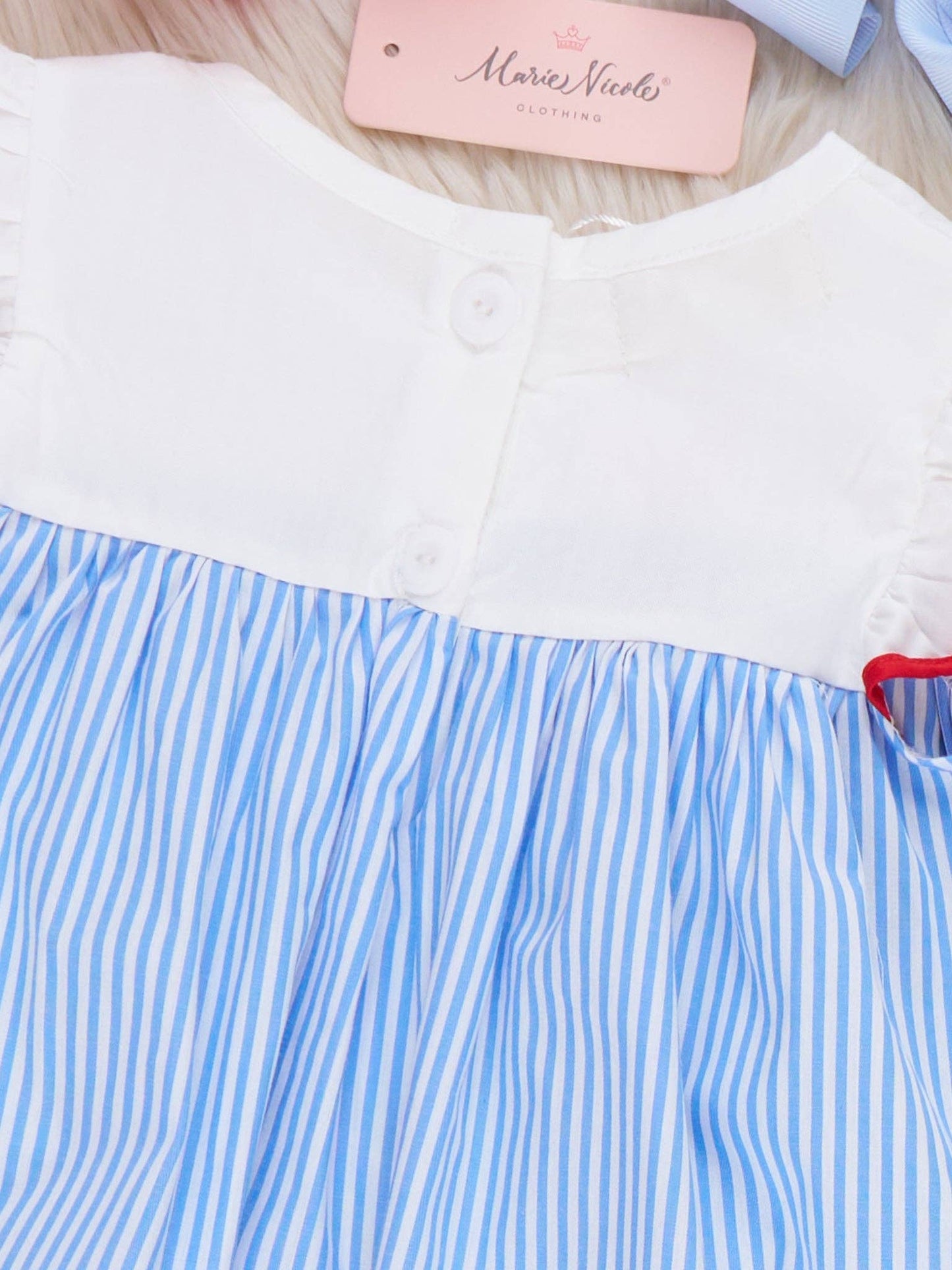Dugout Ball Striped Embroidered 100% Cotton Dress