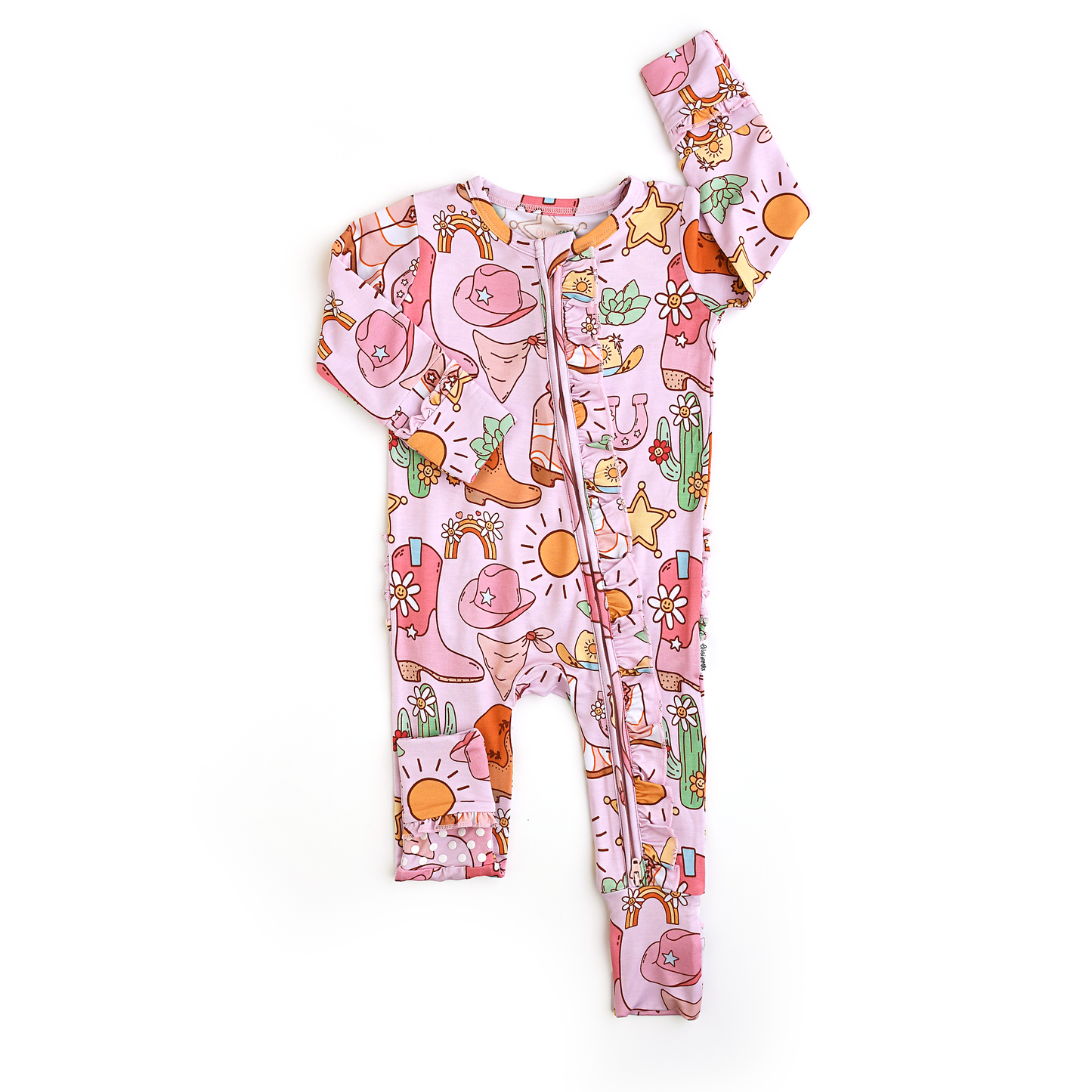 Lainey RUFFLE ZIP Bamboo Baby Sleepies Little Outfit Western