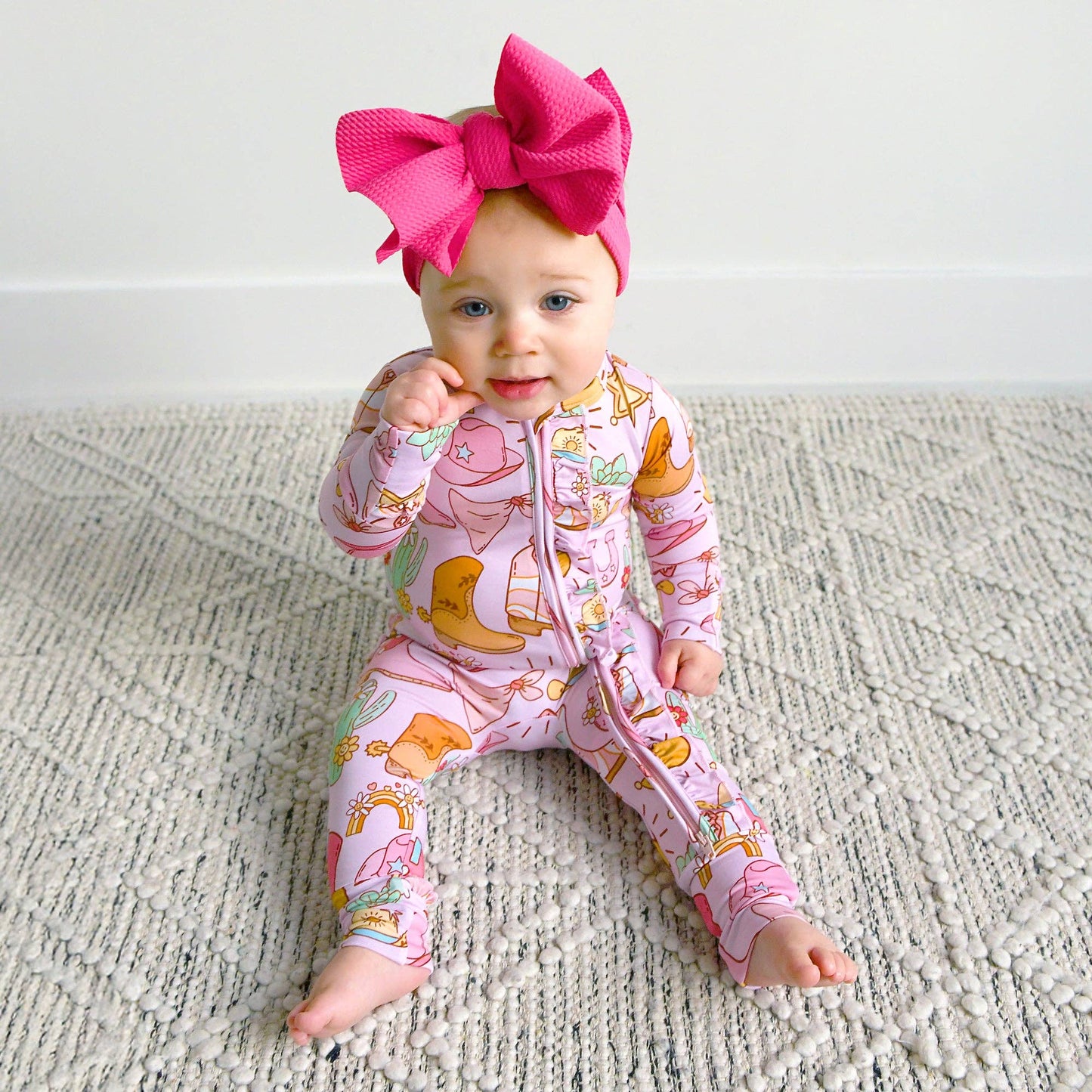 Lainey RUFFLE ZIP Bamboo Baby Sleepies Little Outfit Western