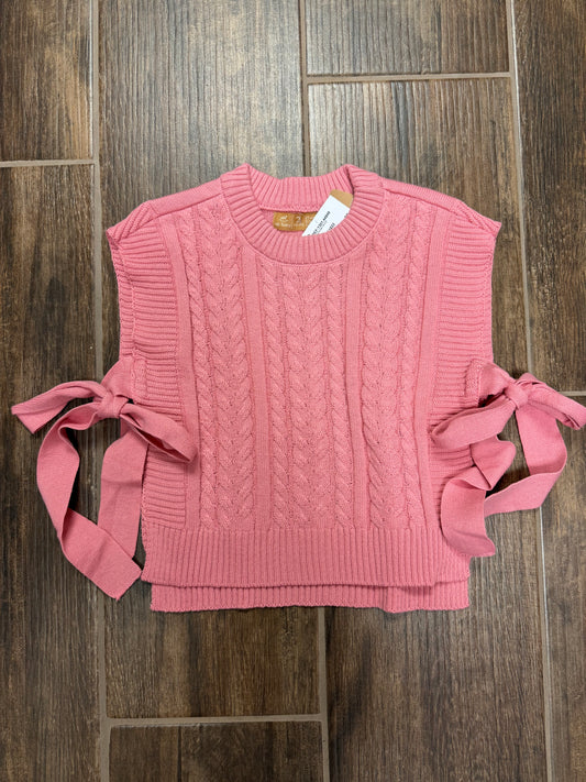 Pink Knit Bow Sweater