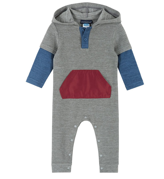 Colorblock Hooded Romper