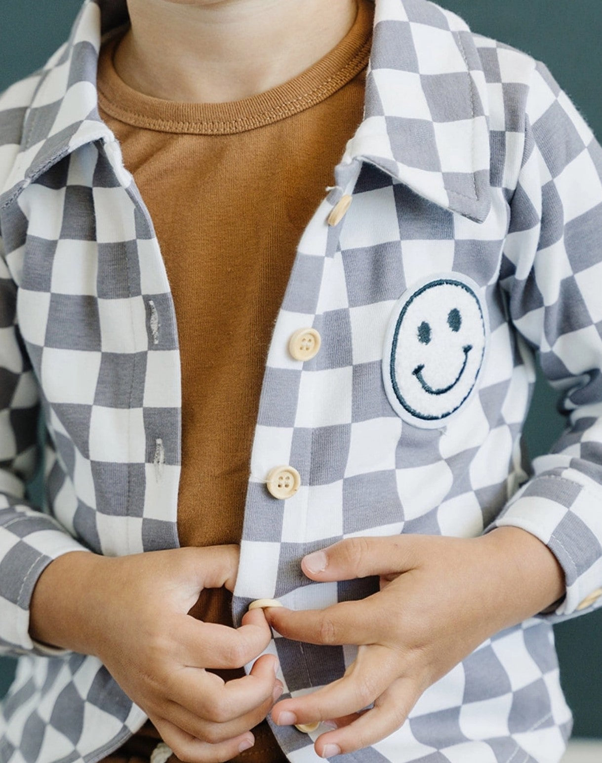 Checkered Smiley Shacket