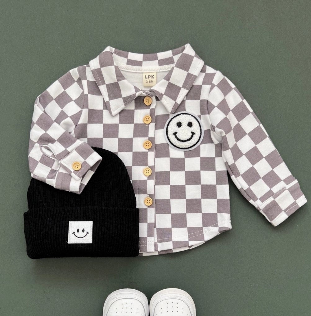 Checkered Smiley Shacket