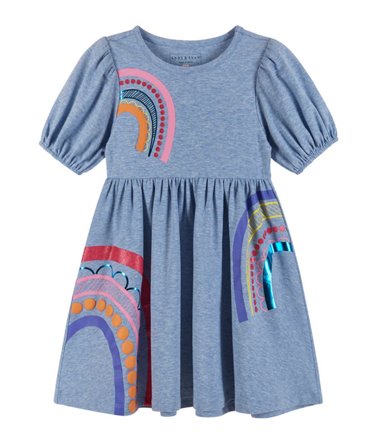 Rainbow Puff Sleeve Dress