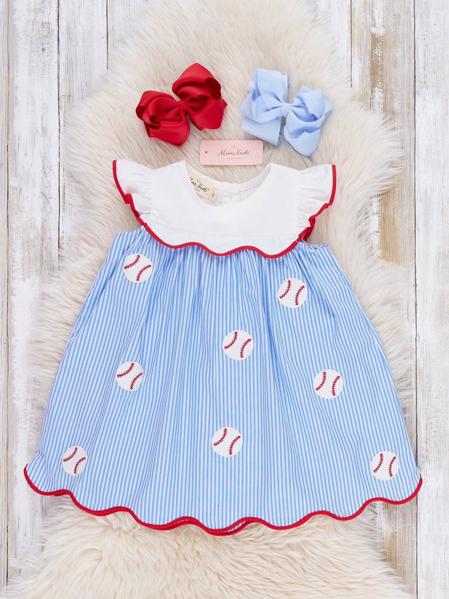 Dugout Ball Striped Embroidered 100% Cotton Dress