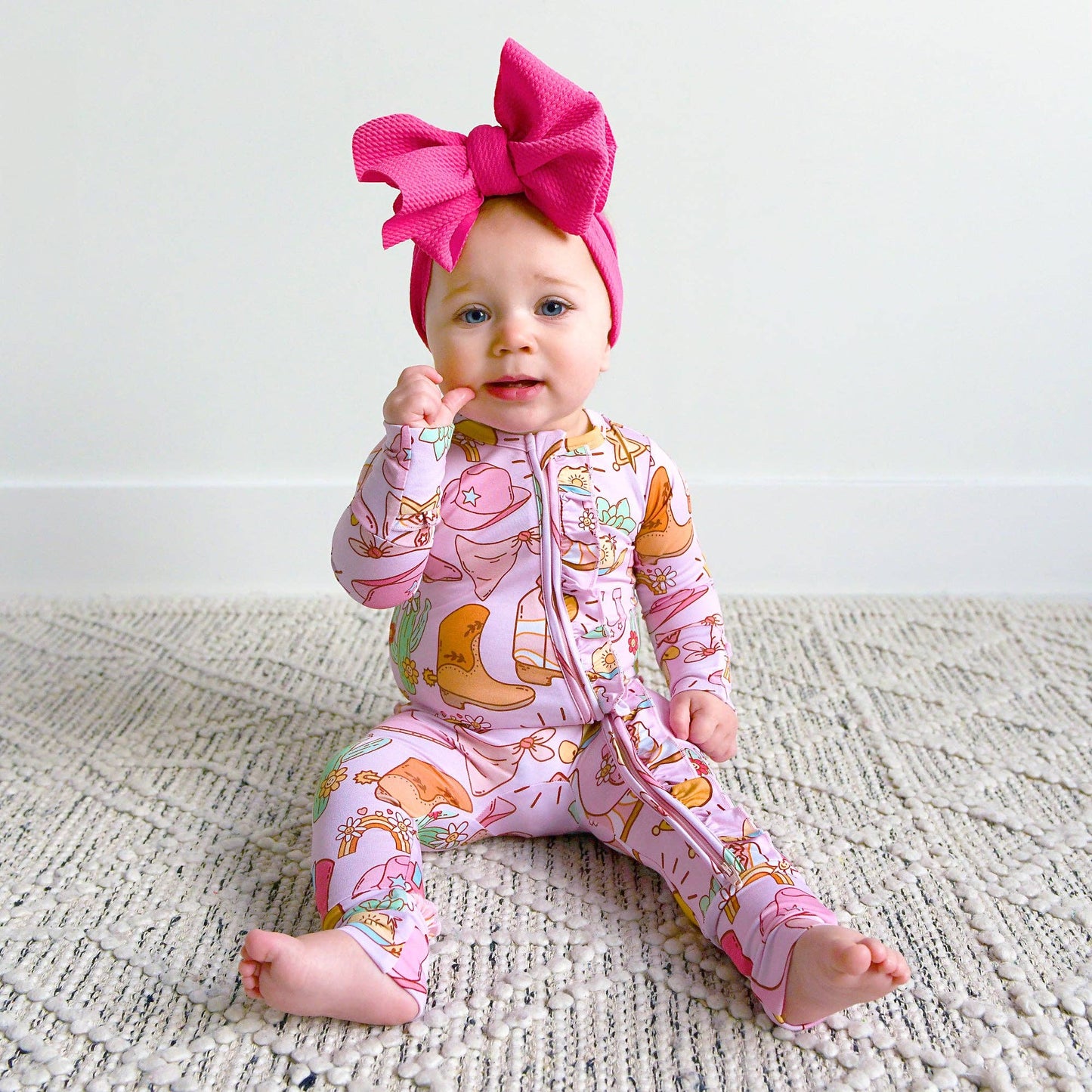 Lainey RUFFLE ZIP Bamboo Baby Sleepies Little Outfit Western