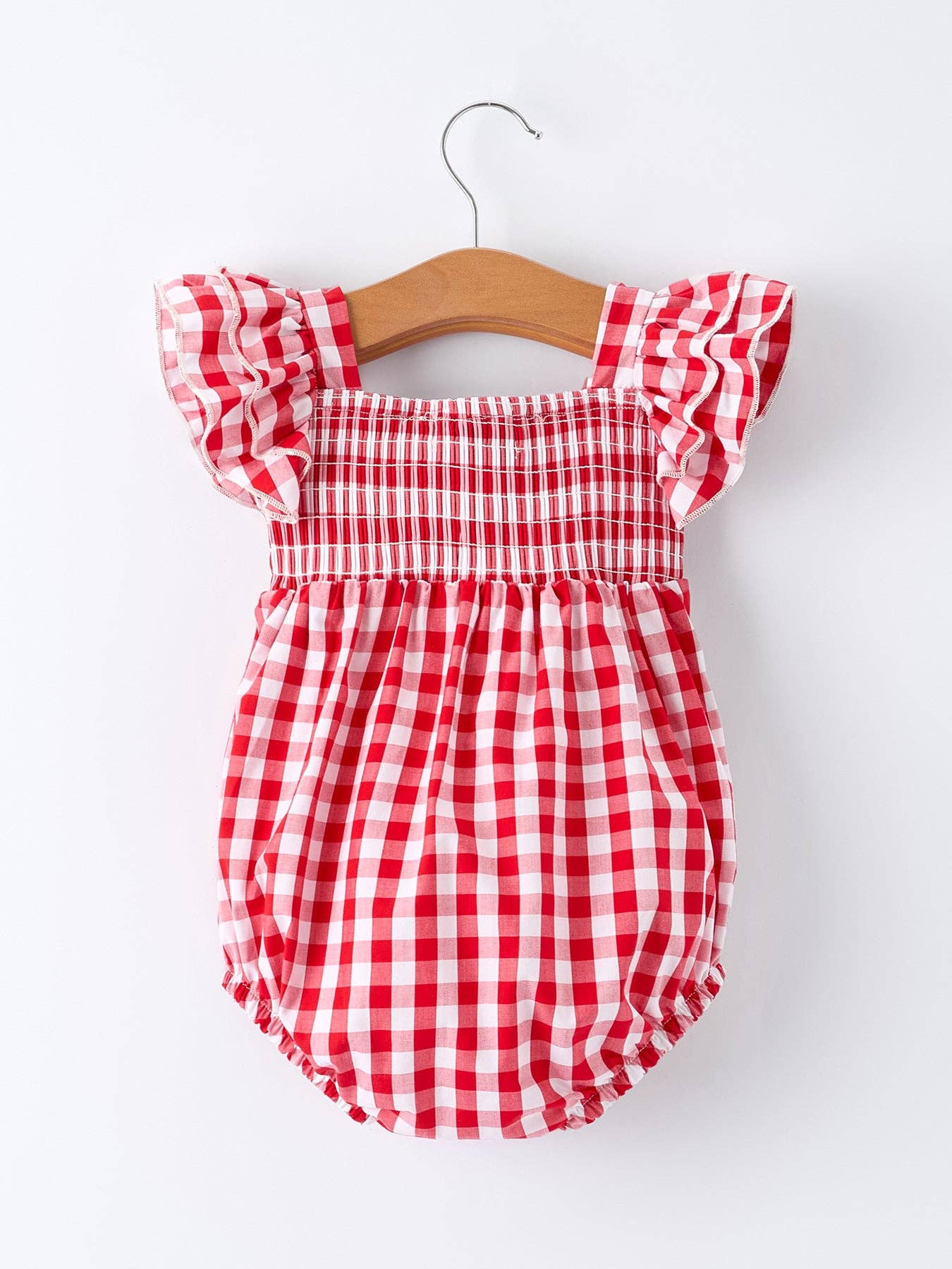 Summer Plaid Smocked Ruffle Girl Romper Sibling Outfits