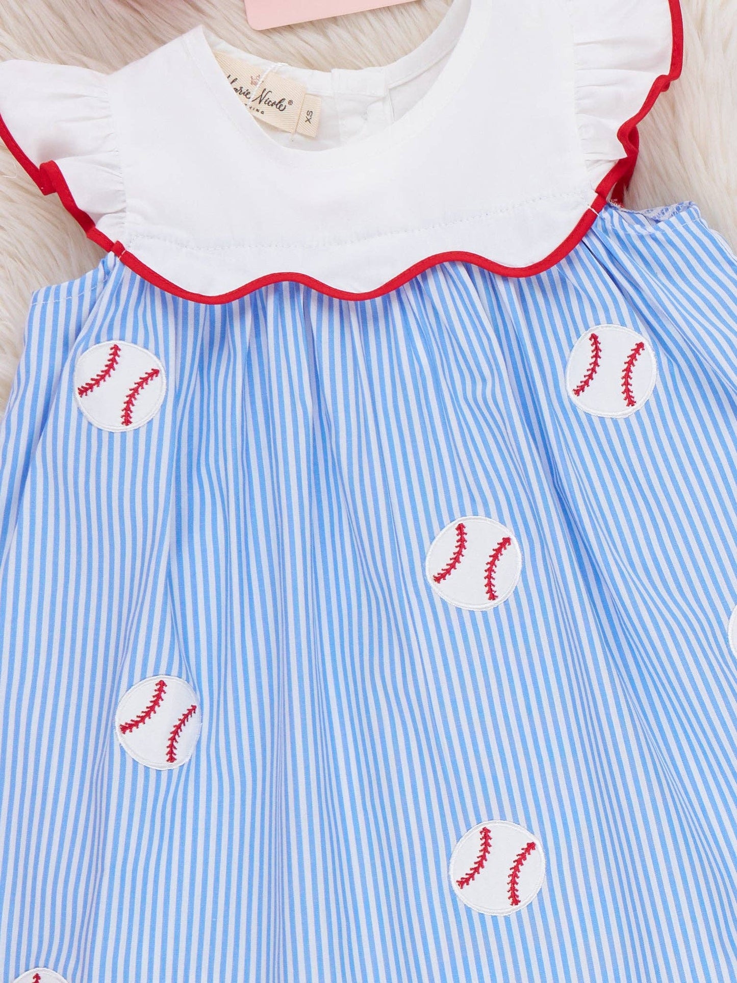 Dugout Ball Striped Embroidered 100% Cotton Dress
