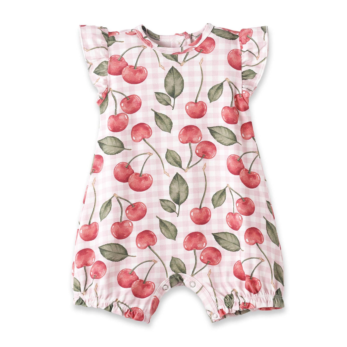 Cherry Picnic Baby Girl Bamboo Bubble Romper
