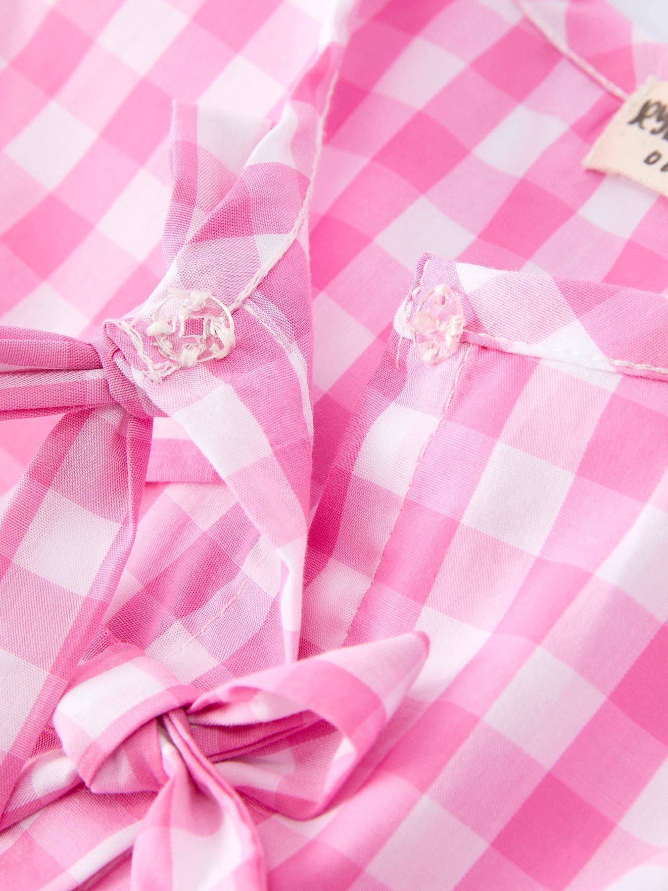 Spring Plaid Girls Dress Bow Flutter Sleeve