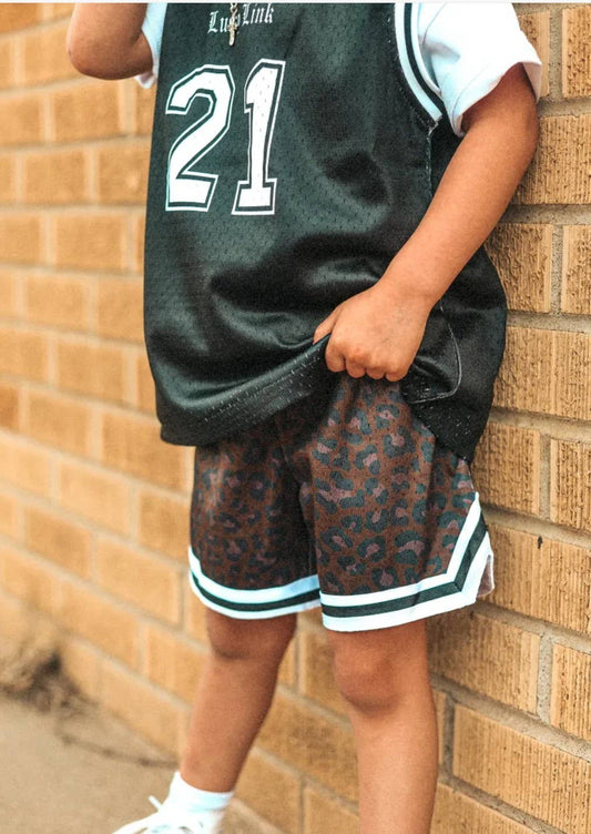 Leopard Print Mesh Shorts