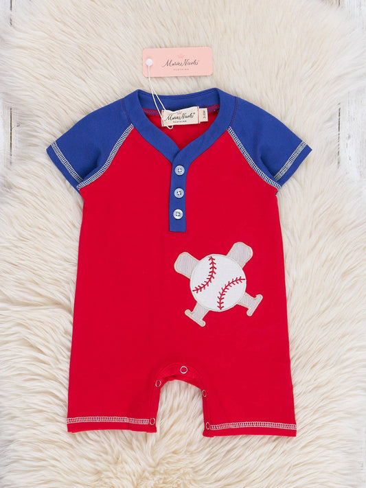 Grand Slam Embroidered Henley Romper