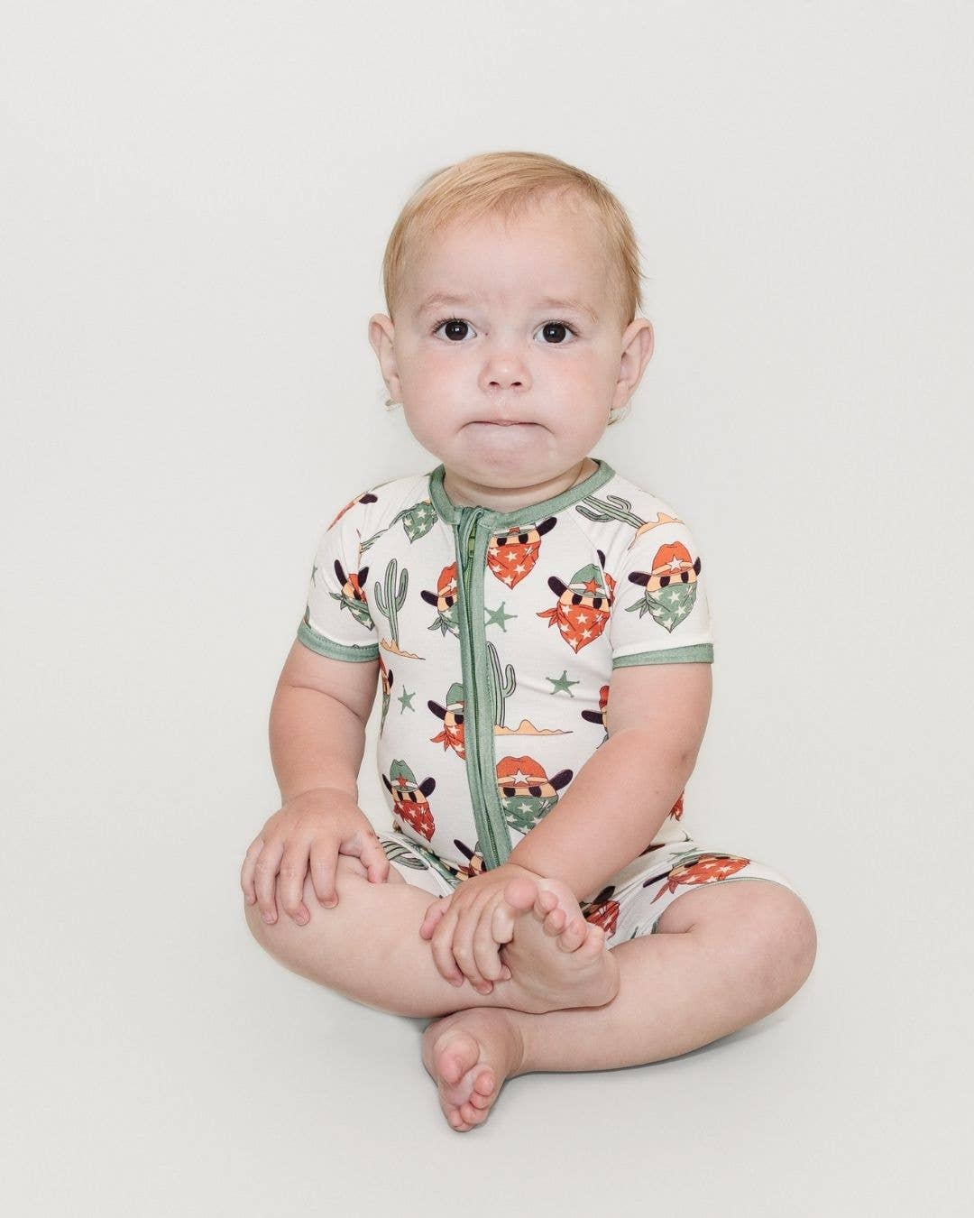 Baby Bamboo Shorty Romper | Smiley Cowboy