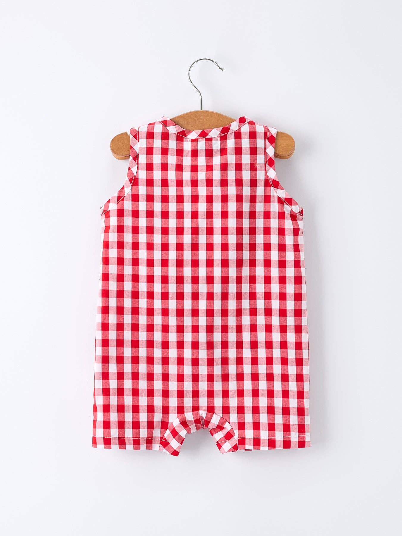Summer Plaid Smocked Ruffle Boys Romper Sibling Outfits